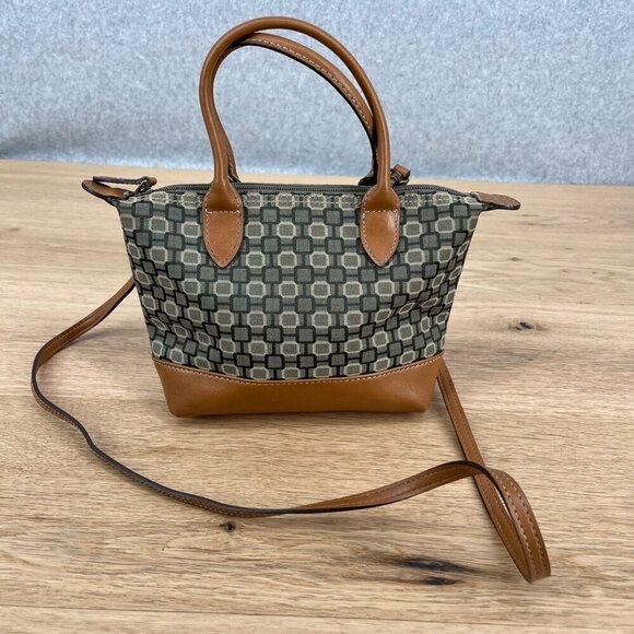 Nine West VTG Mini Purse Bag Brown Gray 90s Y2K Shoulder Strap Double Handle - Picture 1 of 14